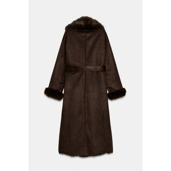 ZARA BELTED FAUX FUR COAT ZW COLLECTION - Picture 7 of 8